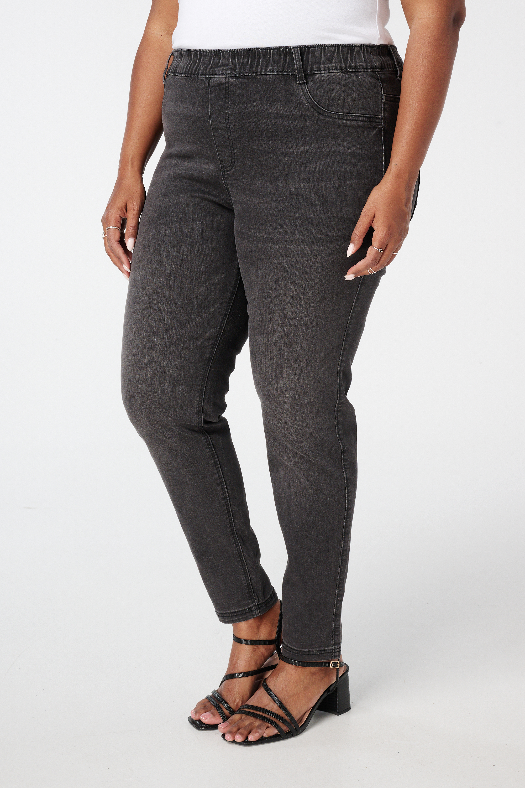 Tregging met denim look Grijs