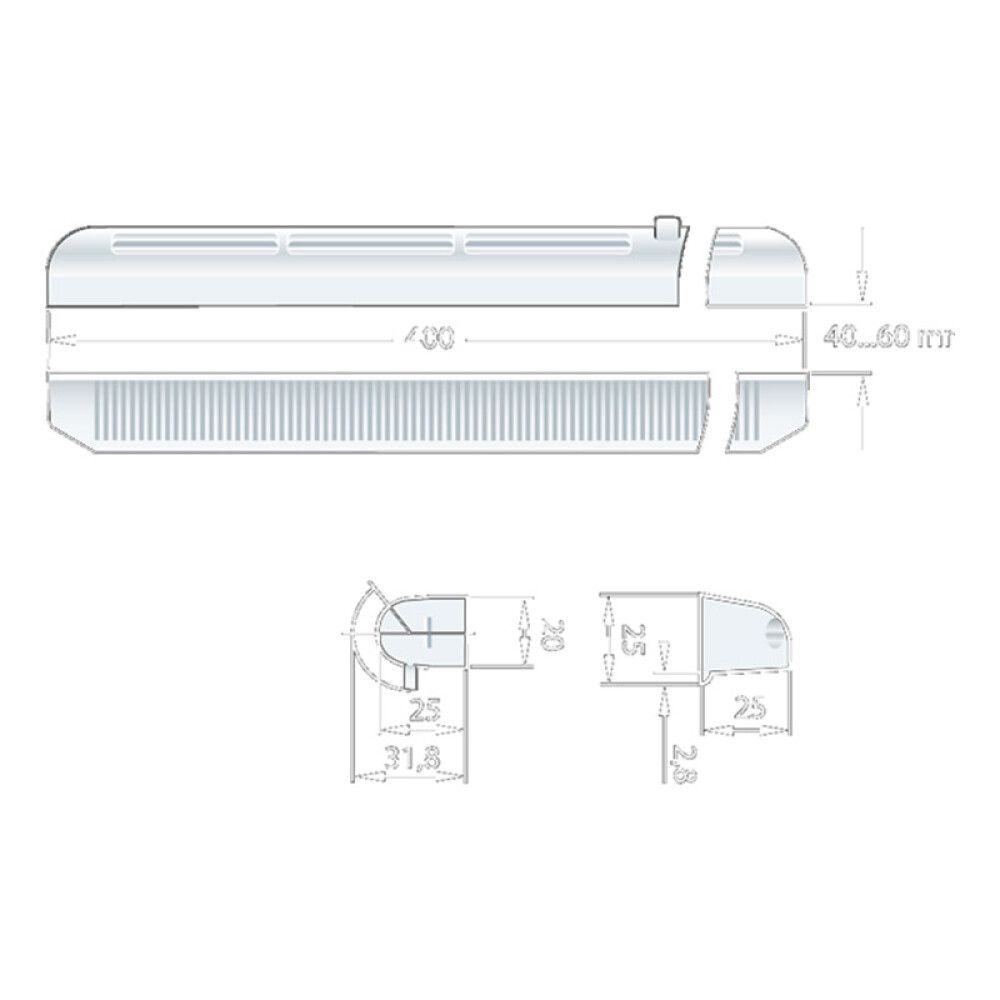 SPALTEVENTIL FLEXIT W400 40CM HVIT