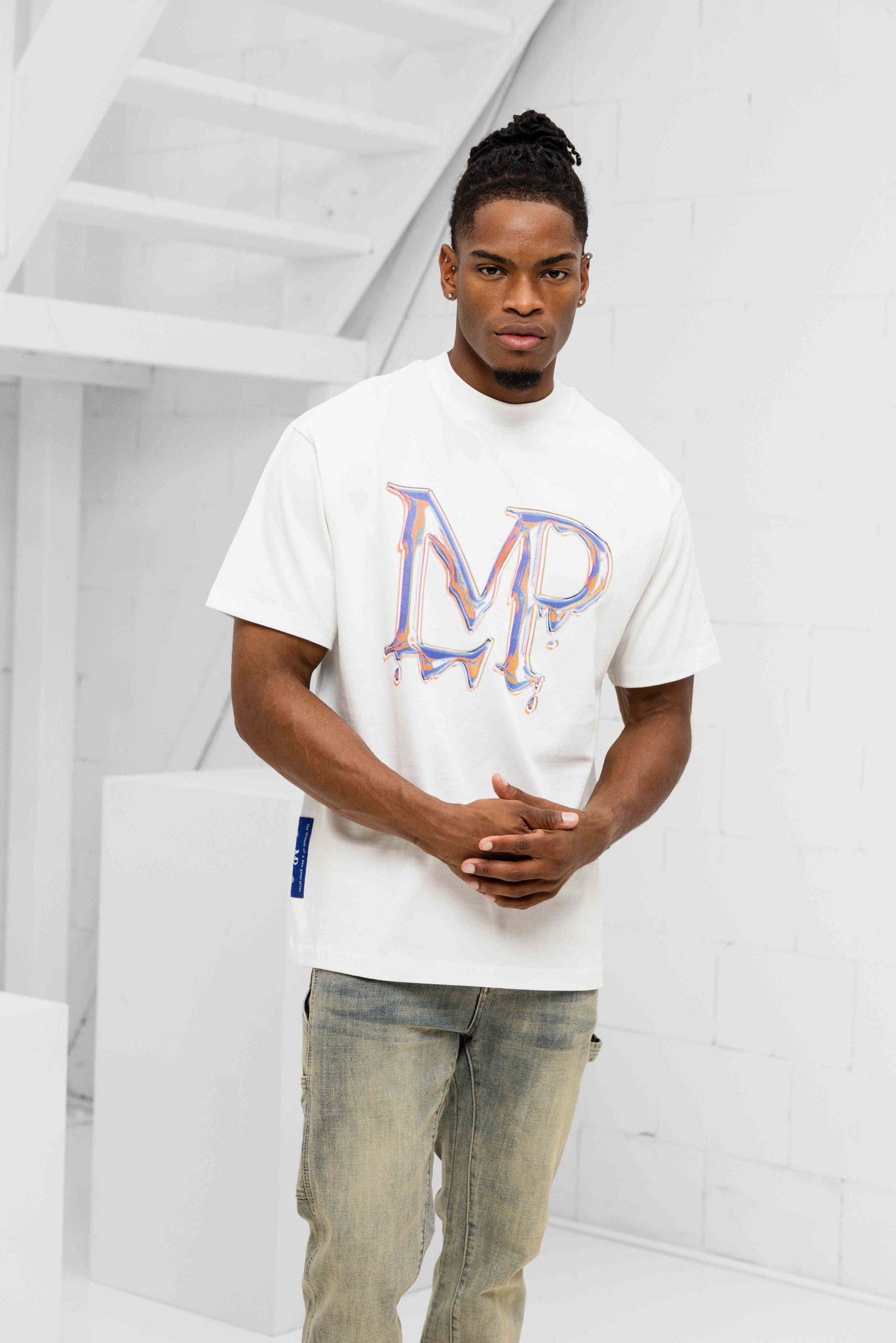Le Monde Perdu Leaking Logo T-Shirt Heren Gebroken Wit