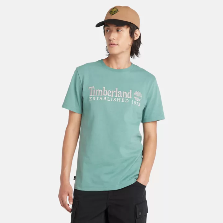 T-shirt à manches courtes et logo pour homme en bleu sarcelle