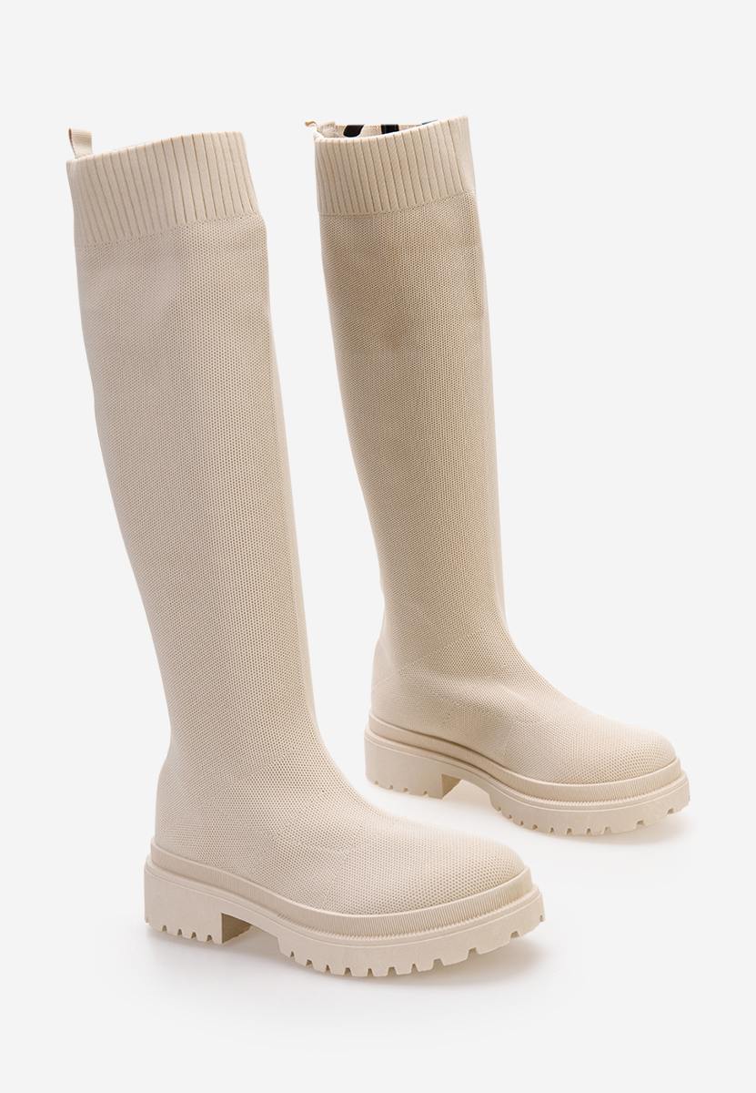 Bottes plates femme beige Olvera V2
