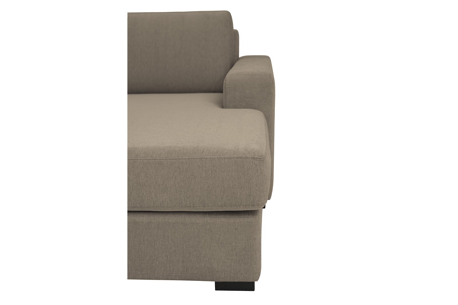 Modern Living U-sofa Cosy Corner venstre og 2-seter med sjeselong høyre.Tekstil Brooklyn 9 Cappuccino med Arm A og ben 2 sortbeiset eik.