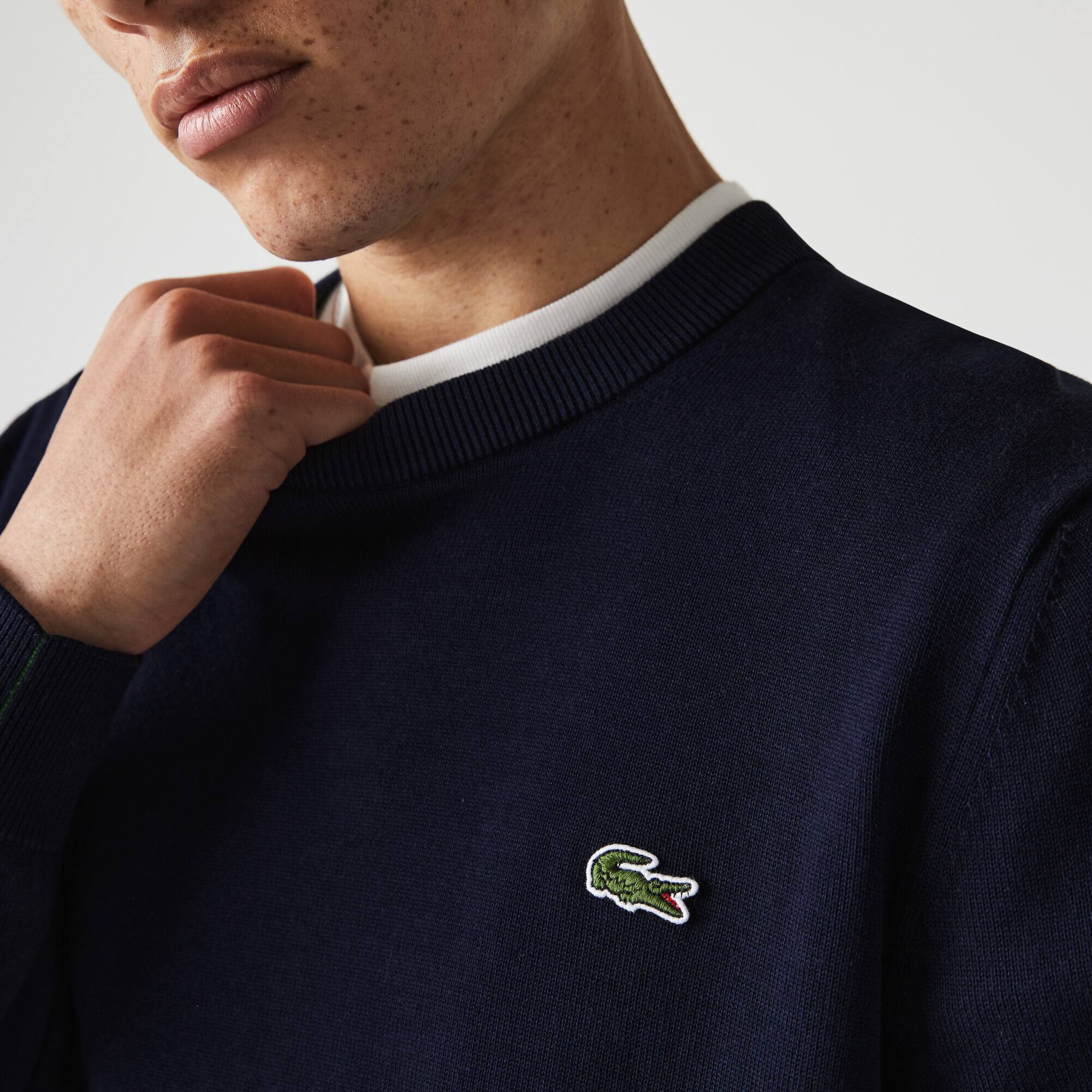 Herren Baumwollpullover Pullover - Blau - Lacoste - Herren