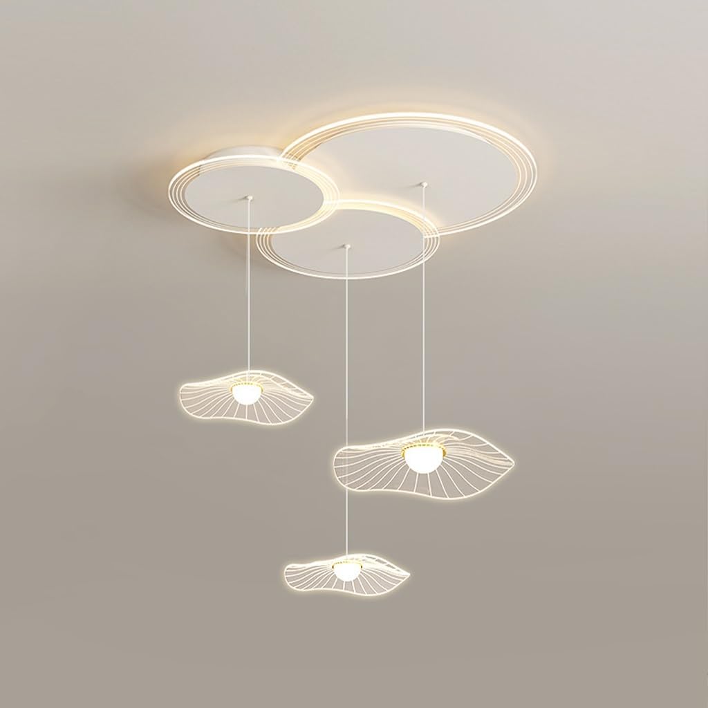 Pendelleuchte LED Indoor Restaurant Kronleuchter dimmbar modern Lotusblatt Stil kreatives Design Lampe Acryl Lampenschirm höhenverstellbar Deckenleuchte Schlafzimmer Wohnzimmer Bar Bürobeleuchtung