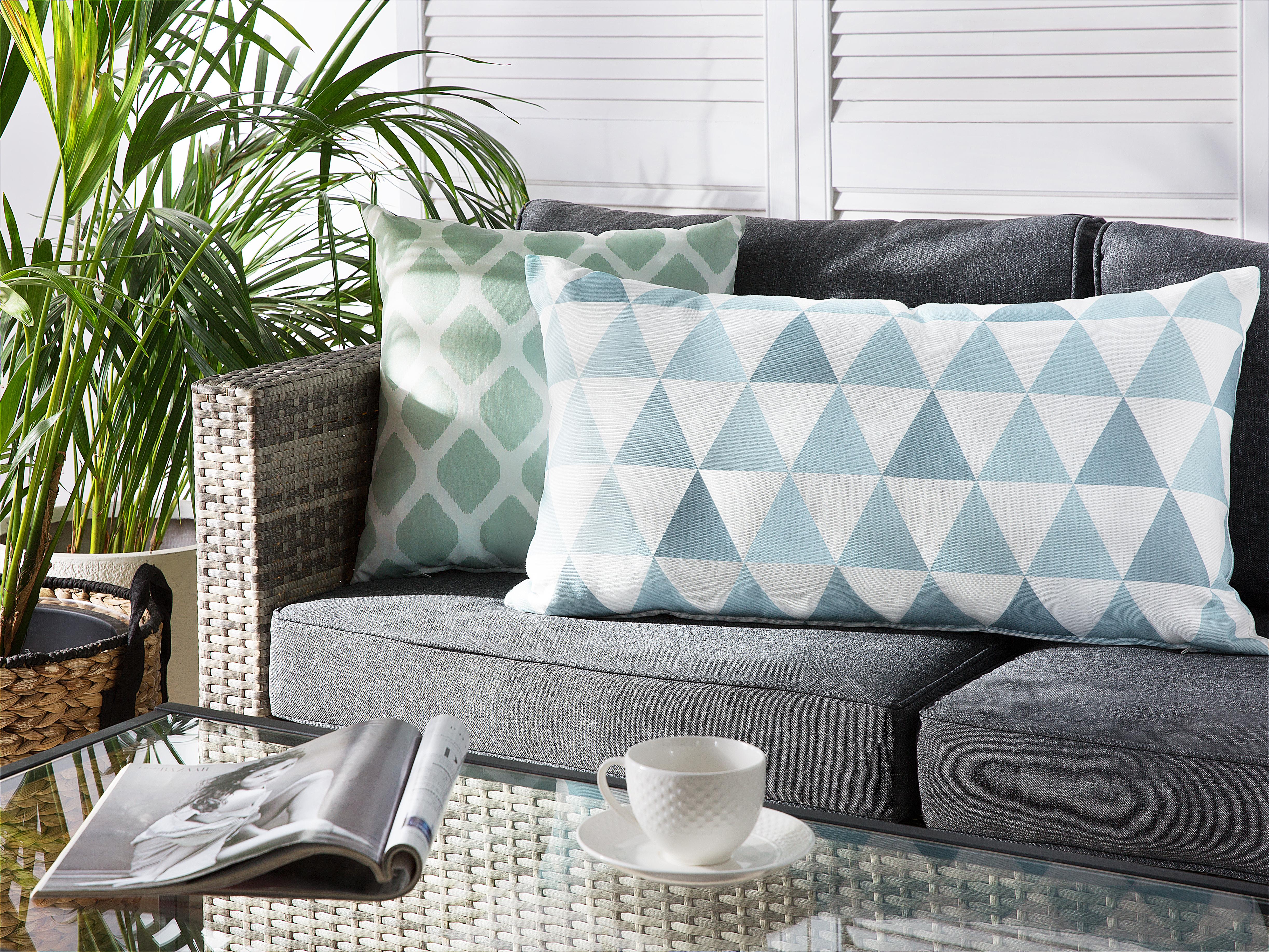 Tuinkussen TRIFOS geometrisch patroon 40 x 70 cm Blauw