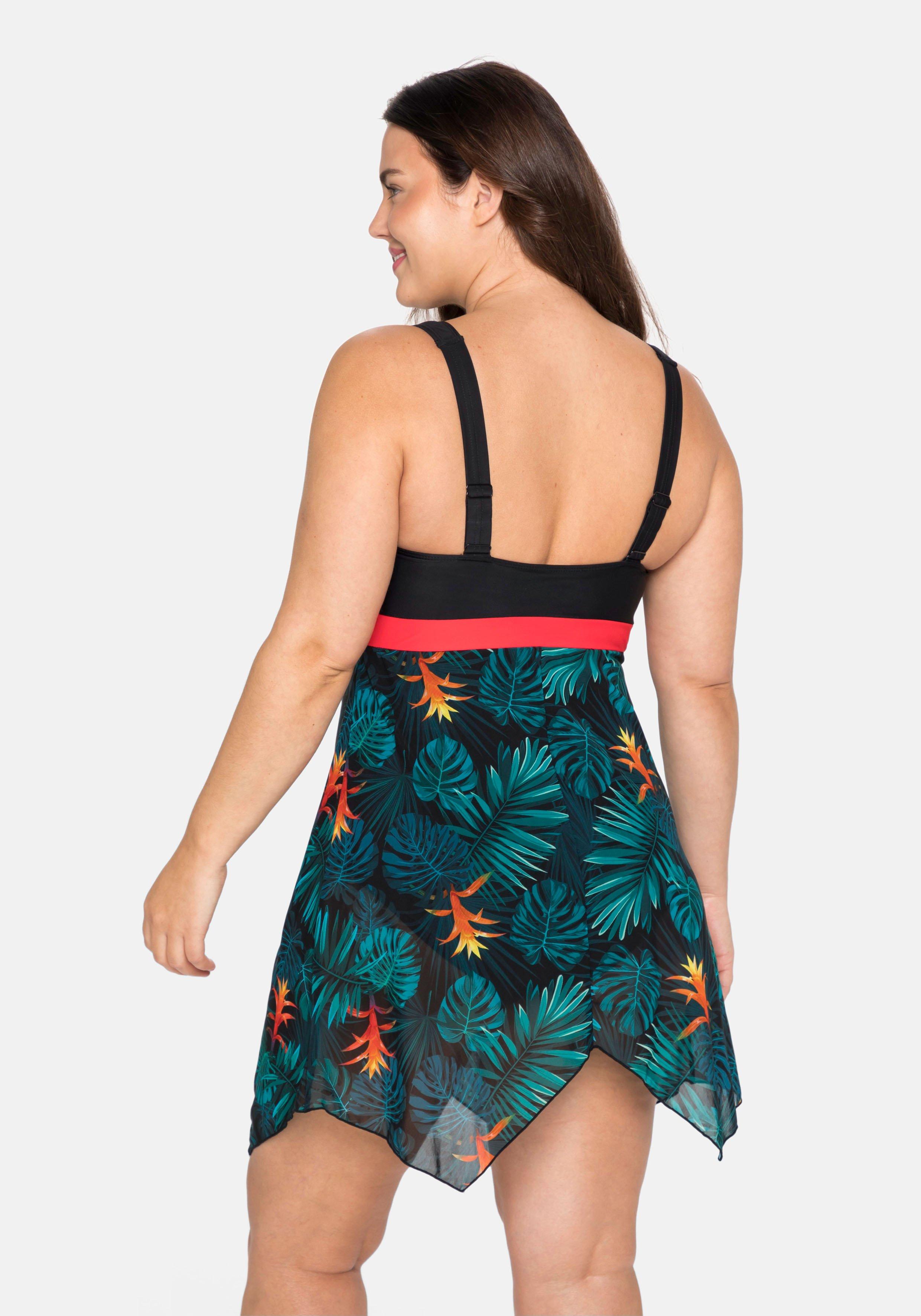 Badekleid mit Rock aus Mesh, mit Shaping-Effekt