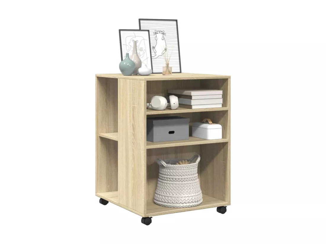 Table d'appoint avec roues chêne sonoma bois d'ingénierie