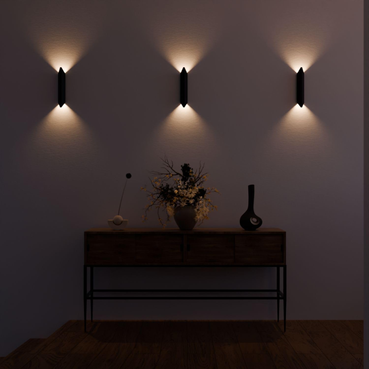 Wandleuchte 'Aviso' LED 2700 K warmweiß Up & Downlight Wandlampe Innen Aluminium schlankes Design modern Wohnzimmer Flur (Schwarz)