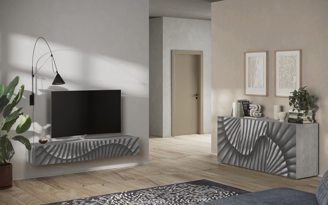 INOSIGN Sideboard »Snake, Kommode, Anrichte, Stauraummöbel Breite 181 cm, Siebdruck-Front« moderne Wohnmöbel, 3 Türen, viel Stauraum, stilvoll und funktional
