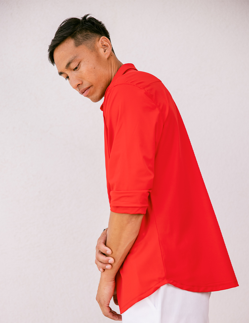 HBT CHEMISE HOMME CHARLIE MANCHES 3/4 ROUGE