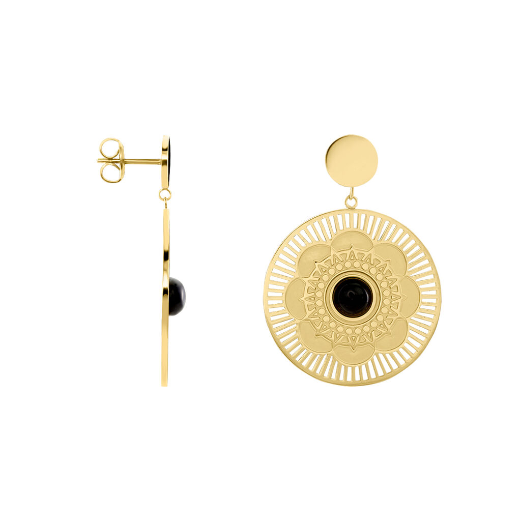Boucles D'oreilles Pendantes Acier Doré Staffan Agate