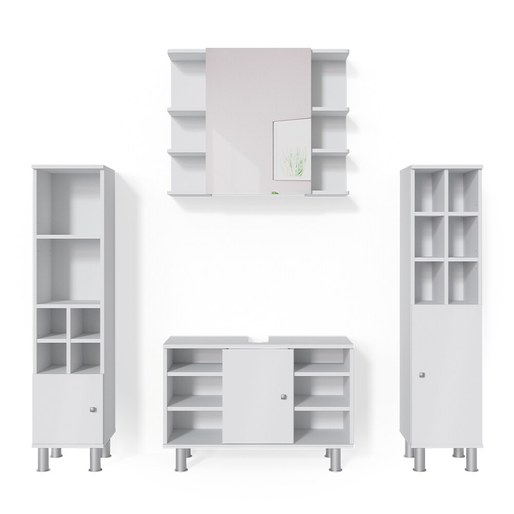 Vicco Badmöbel Set 4tlg Fynn Spiegelschrank Waschbeckenunterschrank Hochschrank