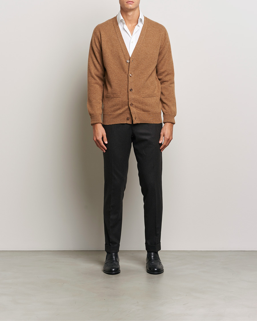 William Lockie Rob Lambswool Cardigan Driftwood