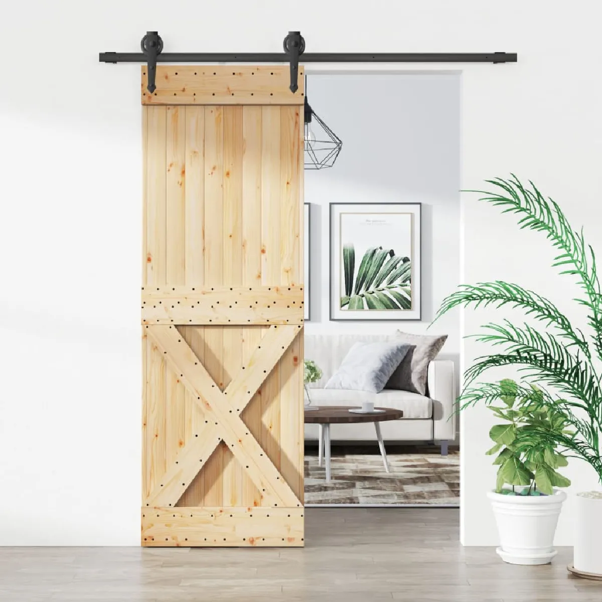 vidaXL Porte coulissante en pin massif - 70x210 cm