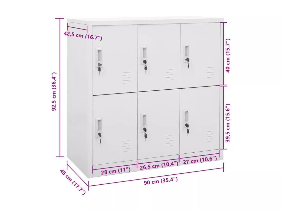 Armoire à casiers Gris clair 90x45x92,5 cm Acier