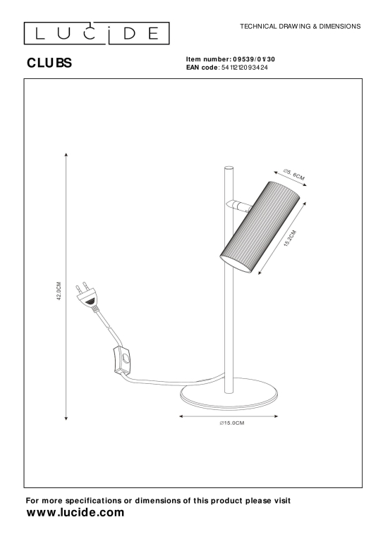 Lucide Clubs tafellamp zwart