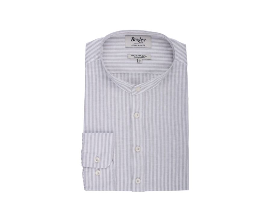 Chemise tunique coton lin Beige Clair et Blanc - VALBERT