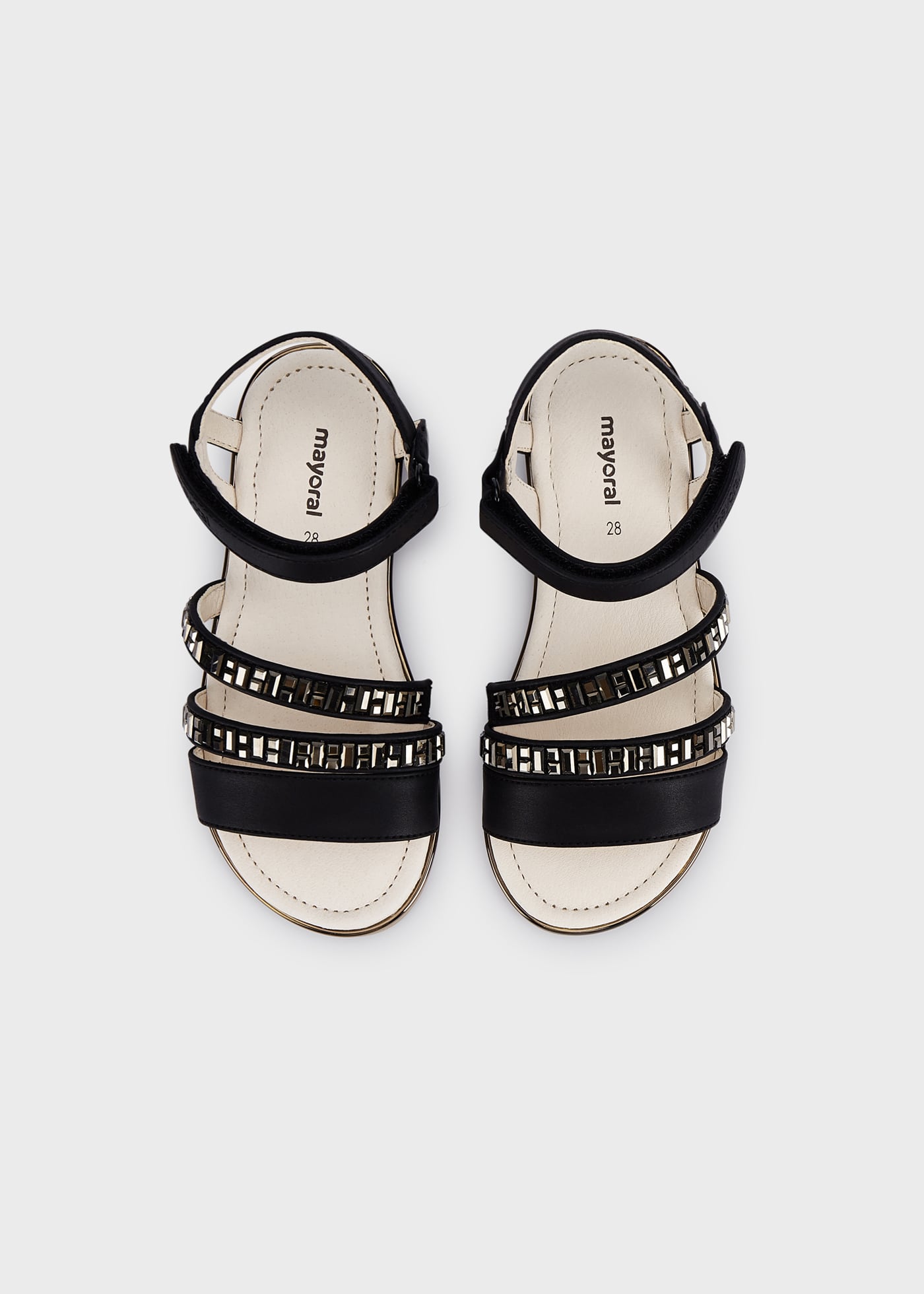 Sandália com glitter e fecho de velcro para meninas