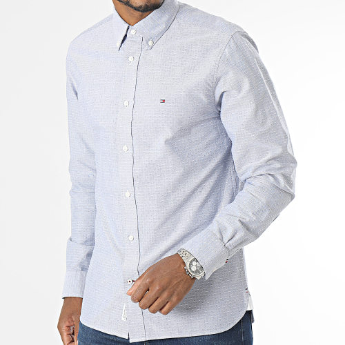 Chemise Manches Longues Oxford Dobby 2868 Bleu Clair Chiné