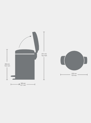 NewIcon Pedaalemmer, 3 liter, kunststof binnenemmer - Matt Steel Finge