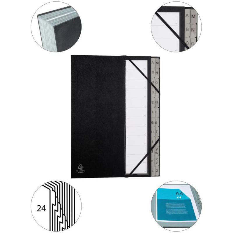 Trieur rigide Ordonator alphabétique dos extensible 24 compartiments A à Z - Noir
