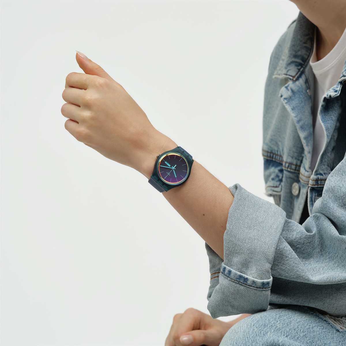 Montre SWATCH New gent Fade to pink biosourced homme bracelet silicone bleu