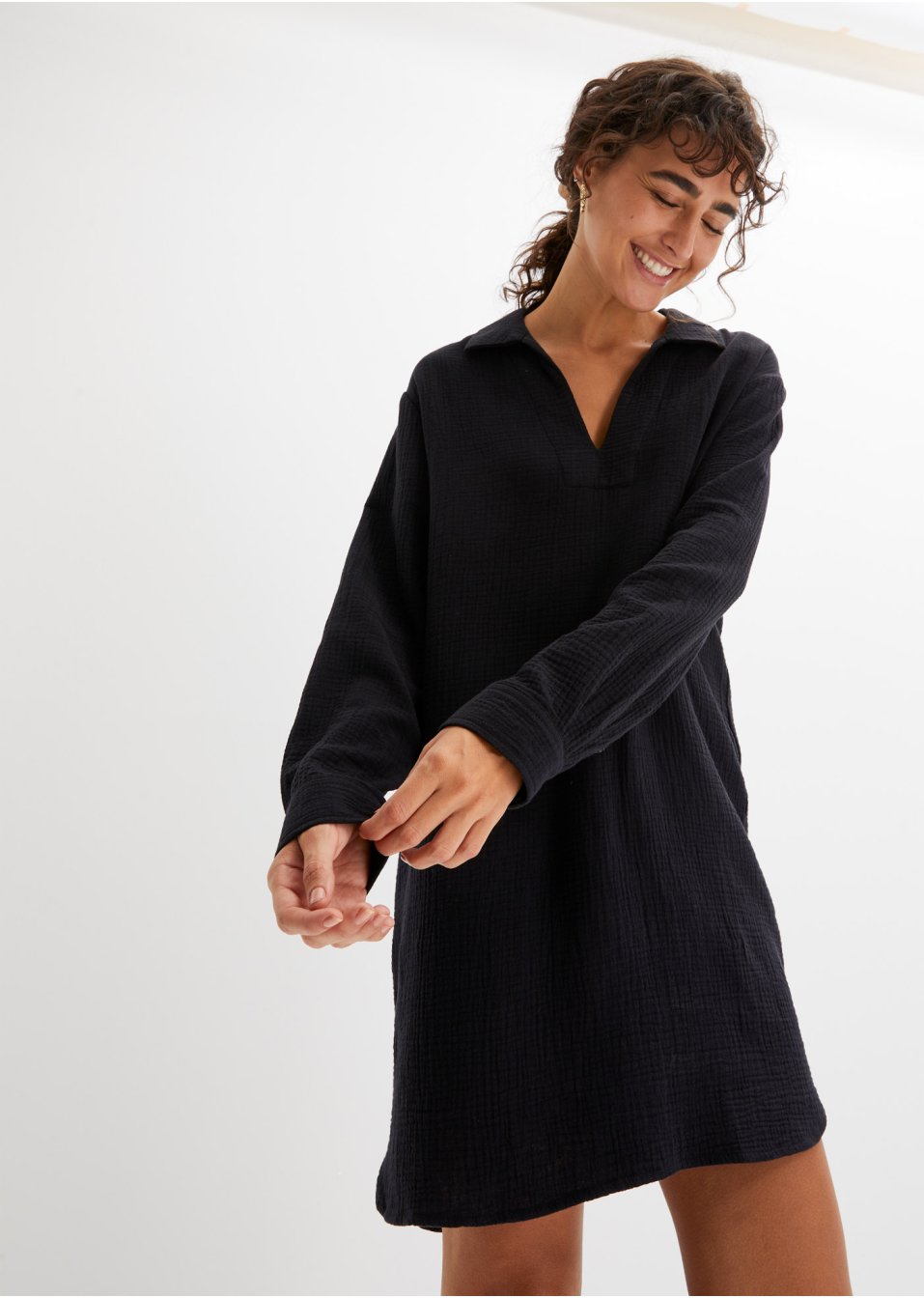 Robe en gaze de coton avec col