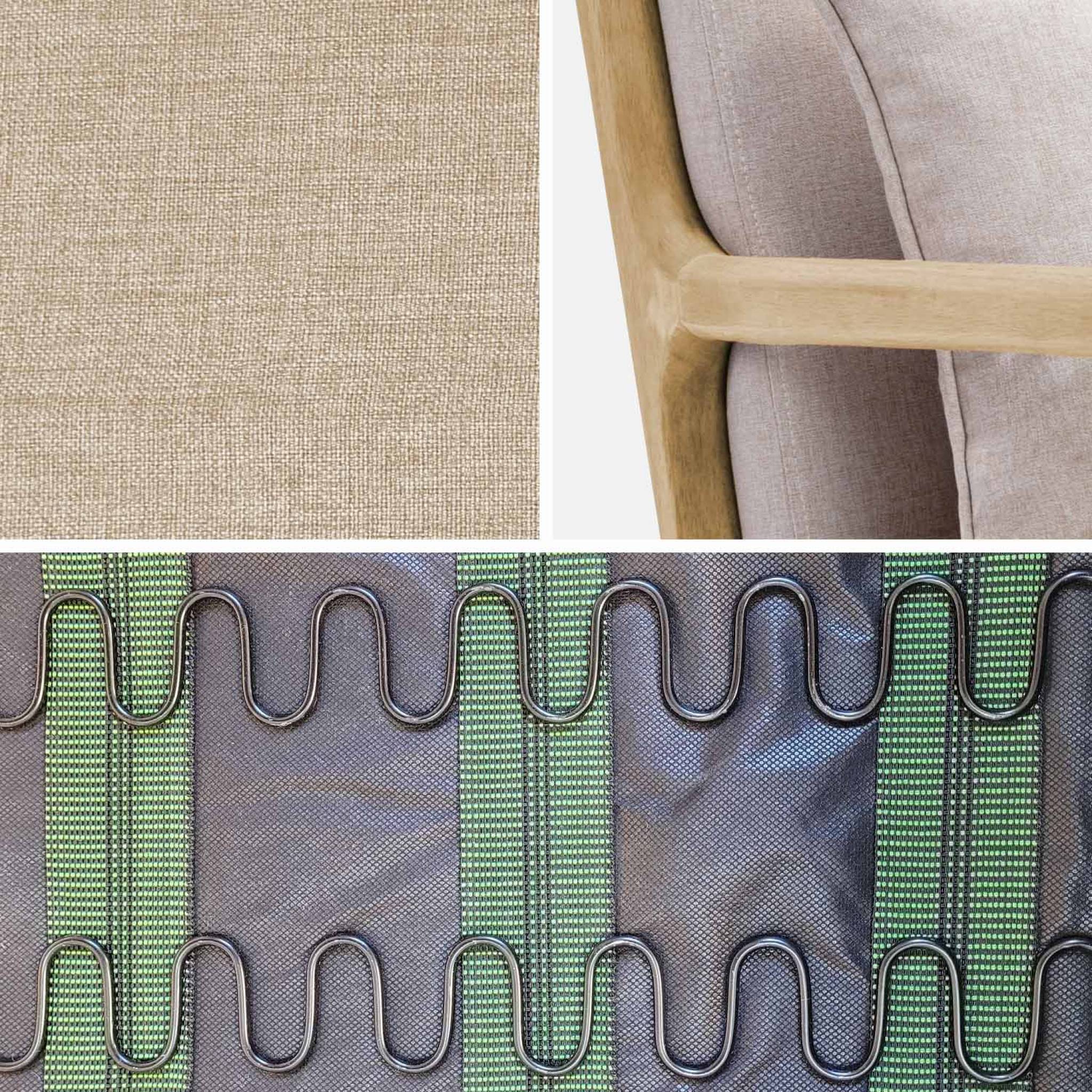 Fauteuil à bascule design en bois et tissu. 1 place. Rocking chair scandinave. Beige