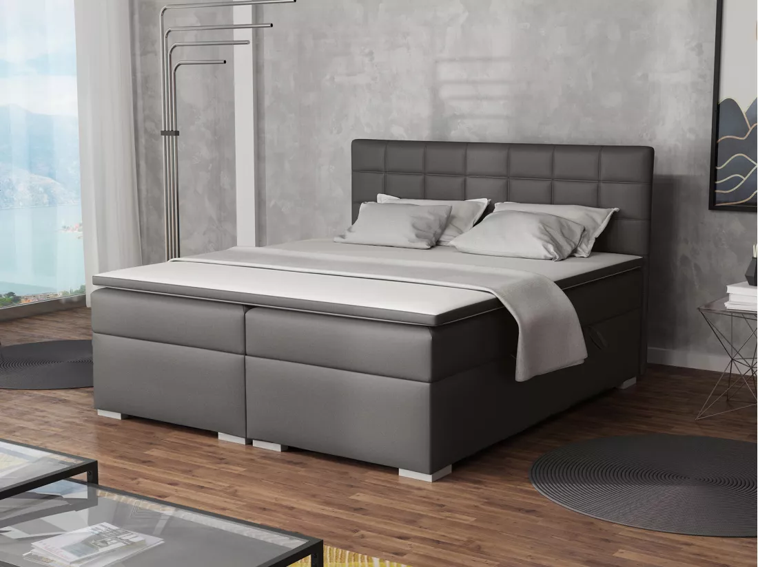 LIT BOXSPRING avec rangements pour la literie Torland, 160x200 cm, Soft 29 (Gris)