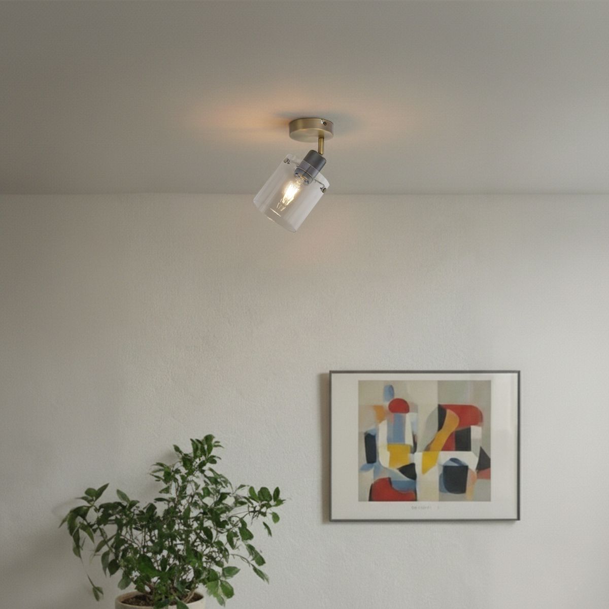 Design wandspot brons met helder glas - Domo