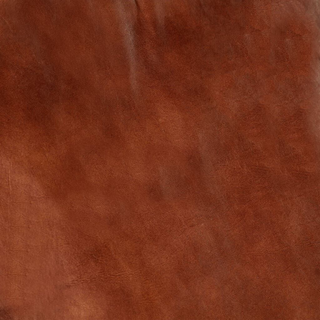 vidaXL Schommelstoel Bruin Echt Leer en Massief Mangohout