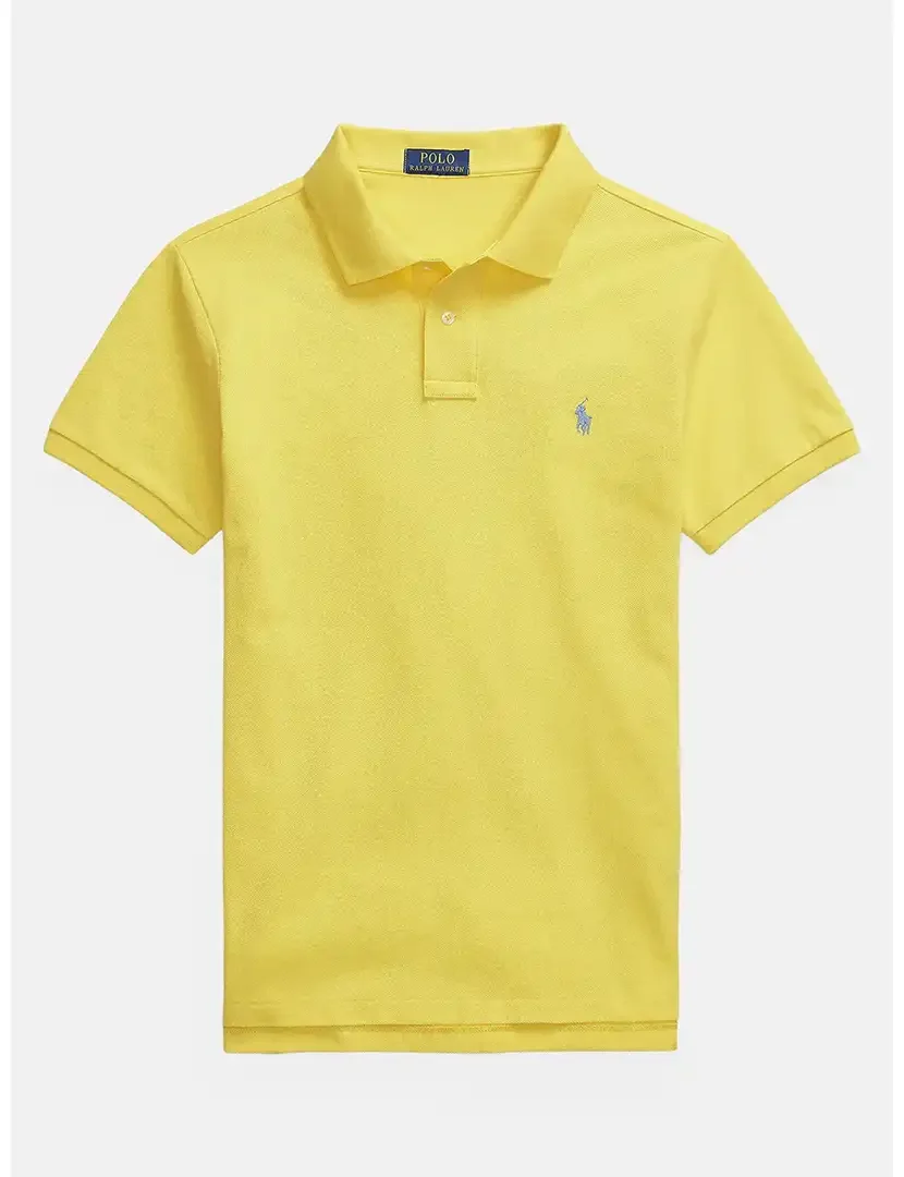 Yellow Slim Fit Polo Blue Logo
