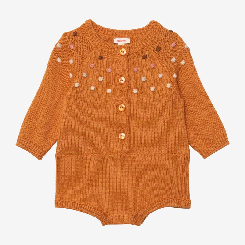 Combi courte bébé fille tricot curcuma Catimini Aucune nuance