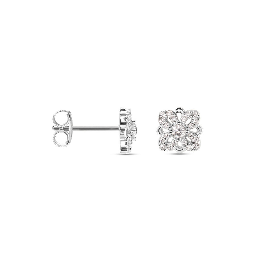 Boucles D'oreilles Puces Isia Argent Blanc Oxyde De Zirconium