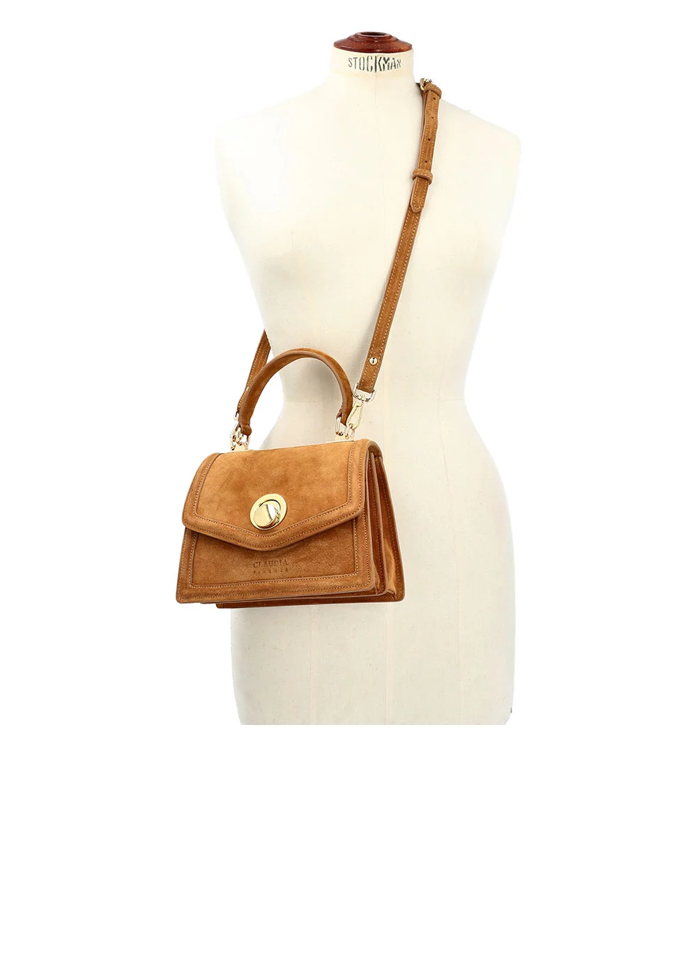 PETIT SAC FERMOIR ANASTASIA VELOURS CAMEL
