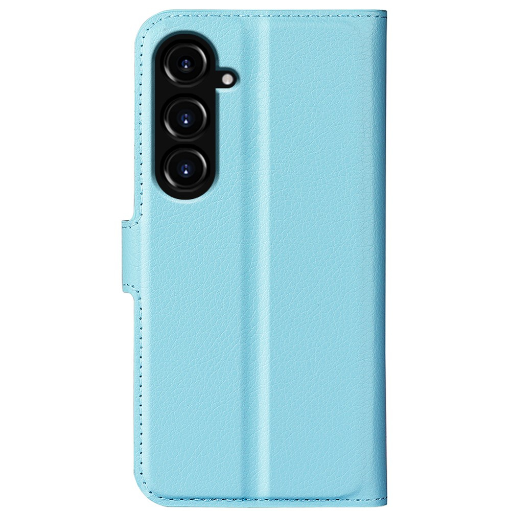 Samsung Galaxy S23 FE Leder Tasche Flip Cover Litchi Look - Hellblau