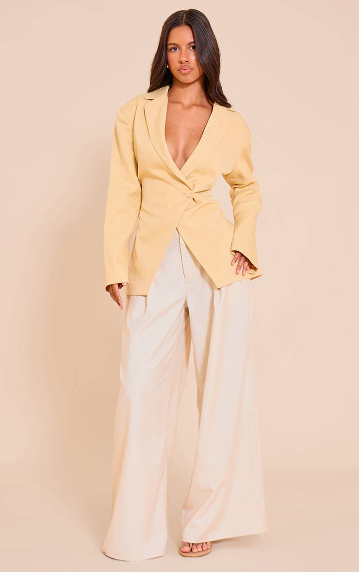 Pale Yellow Blazer Tailleur Boxy Croisé Devant Petite
