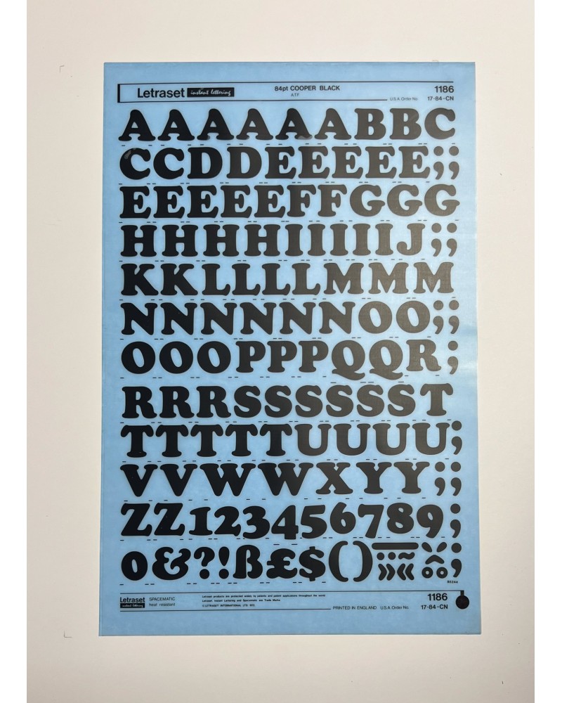 letraset-1186- COOPER BLACK - 84pt