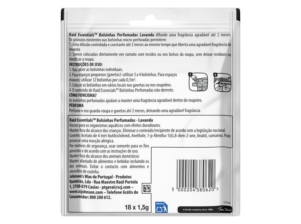 BOLSINHAS RAID PERFUMADAS LAVANDA 18UN