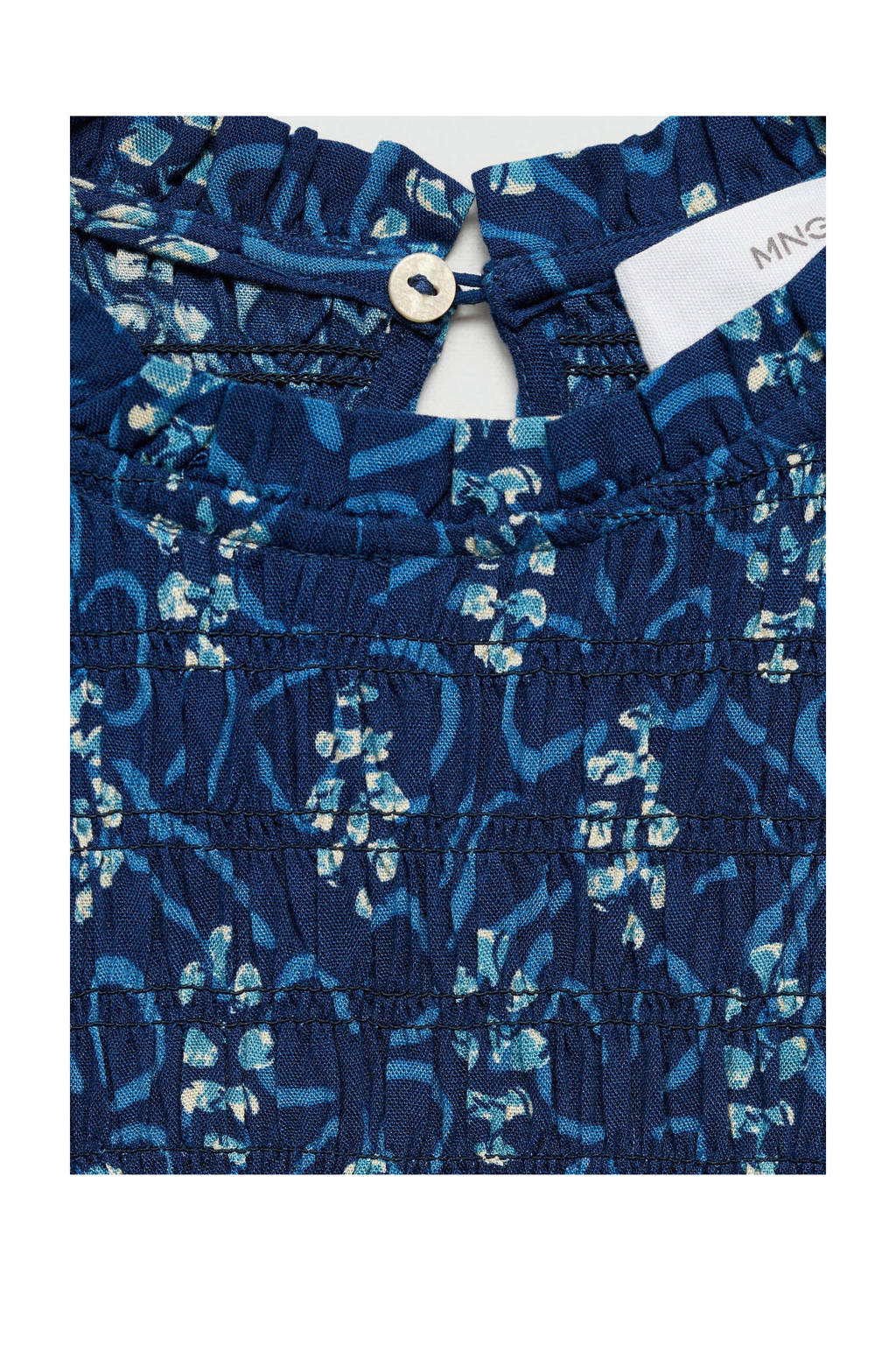 MANGO TEEN A-lijn jurk met all over print en ruches donkerblauw/blauw