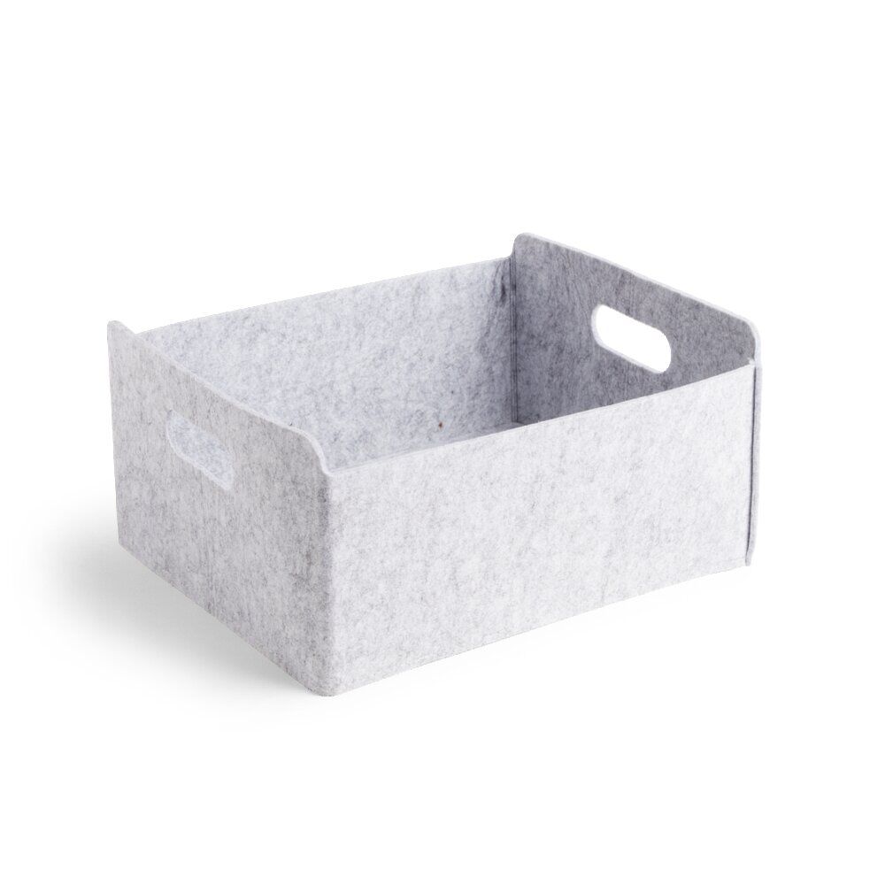 Panière coton effet feutrine 31x25x15cm gris