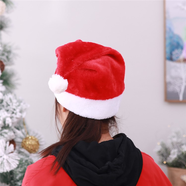 (2er Set) Christmas Santa Clause Erwachsenen Nikolausmütze Weihnachtsmütze Fleece - Rot / Weiss