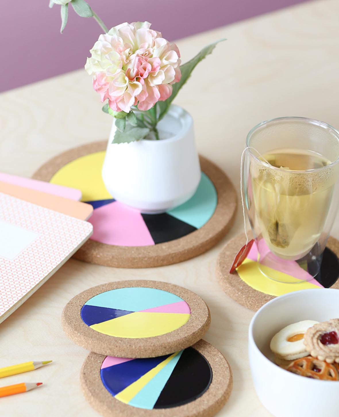 (19x19cm) Kork Untersetzer Porzellan DIY Untersetzer - Braun