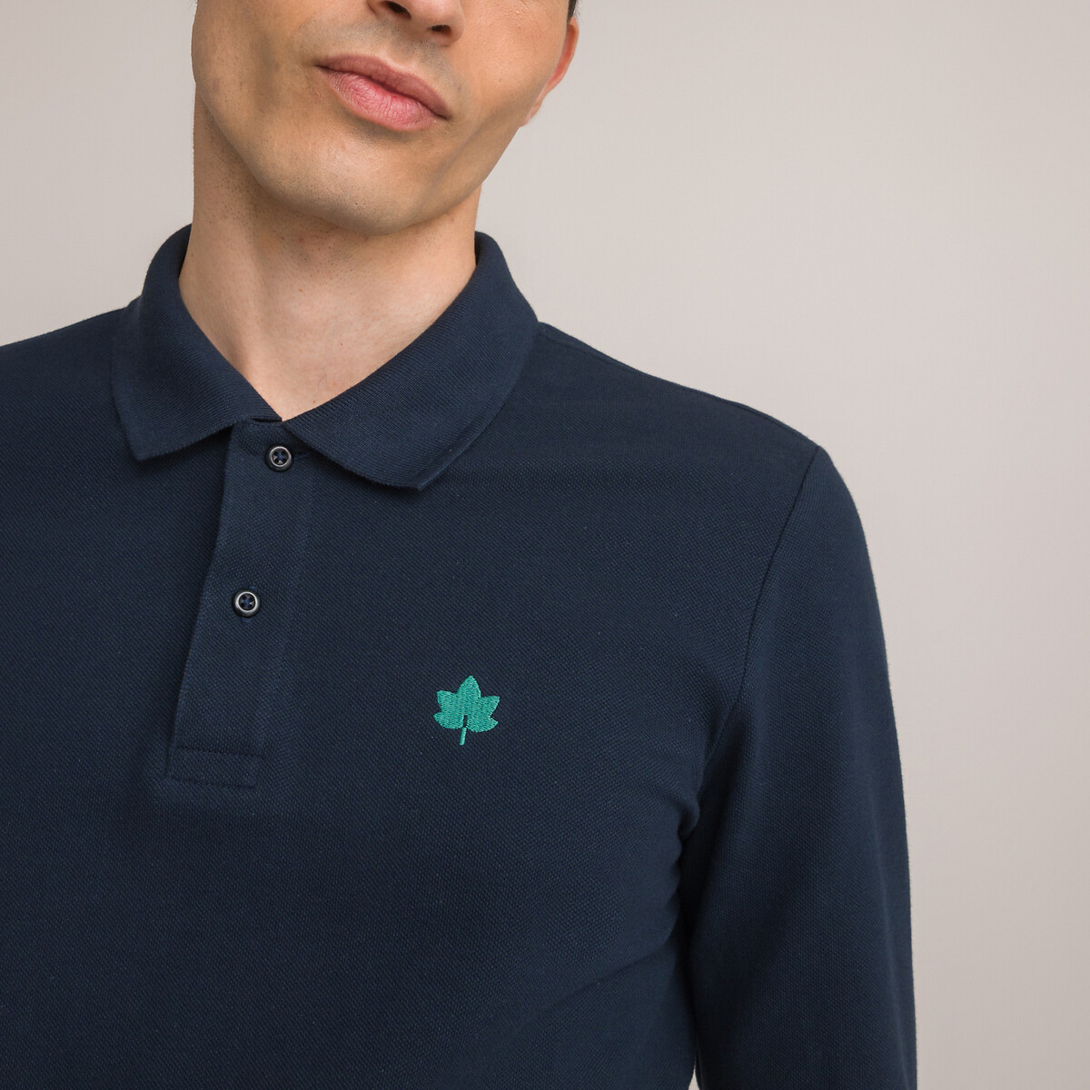 COLEÇÕES LA REDOUTE<br>Camisa polo de manga comprida em puro algodão orgânico
