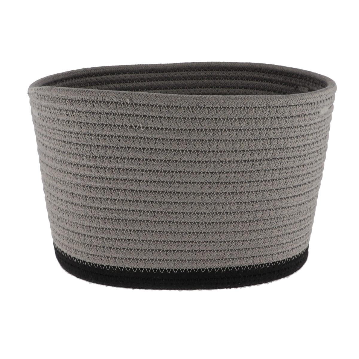 CORBEILLE OVALE PETIT MODELE COTON 25X20CM GRIS NOIR