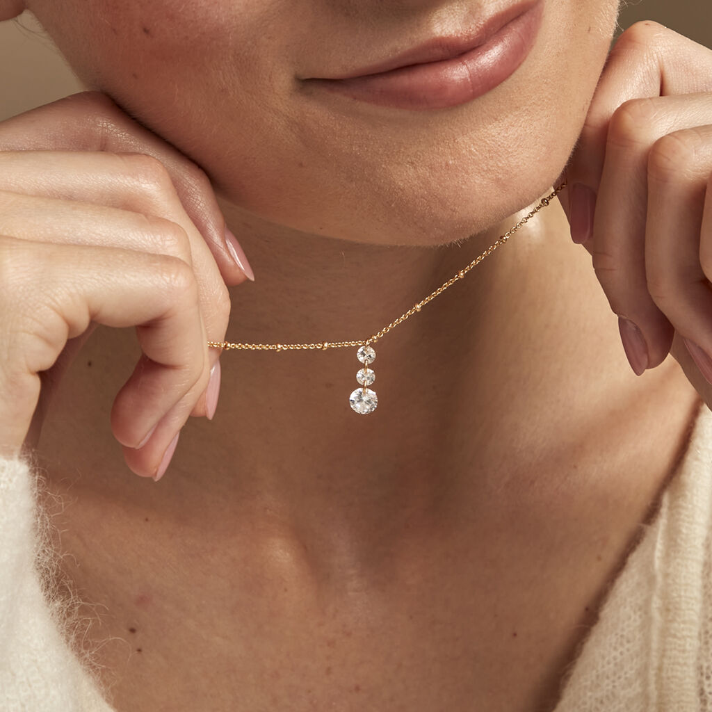 Collier Chalice Plaqué Or Jaune Oxyde De Zirconium