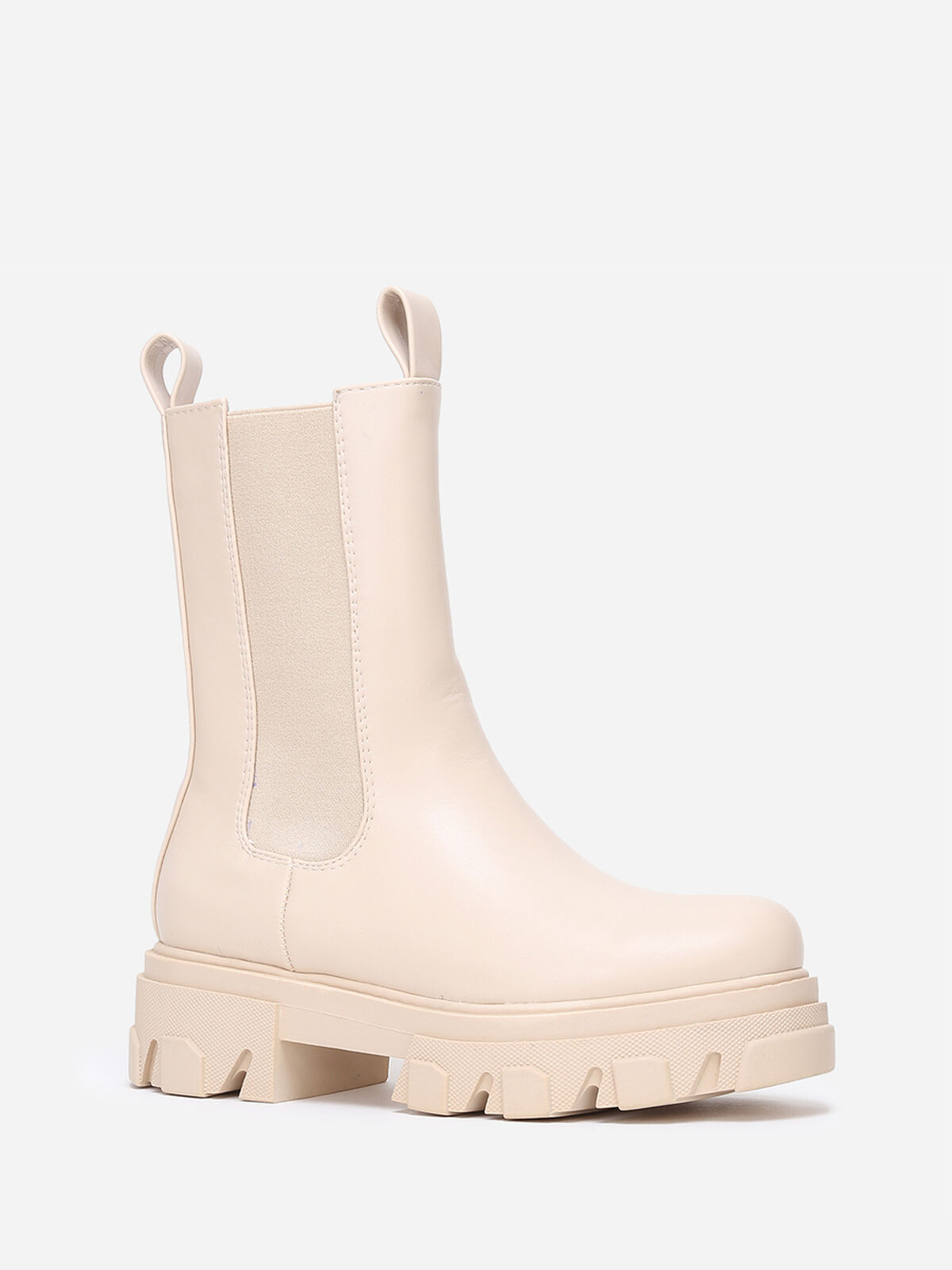 Bottines style chelsea à semelle crantée- Beige