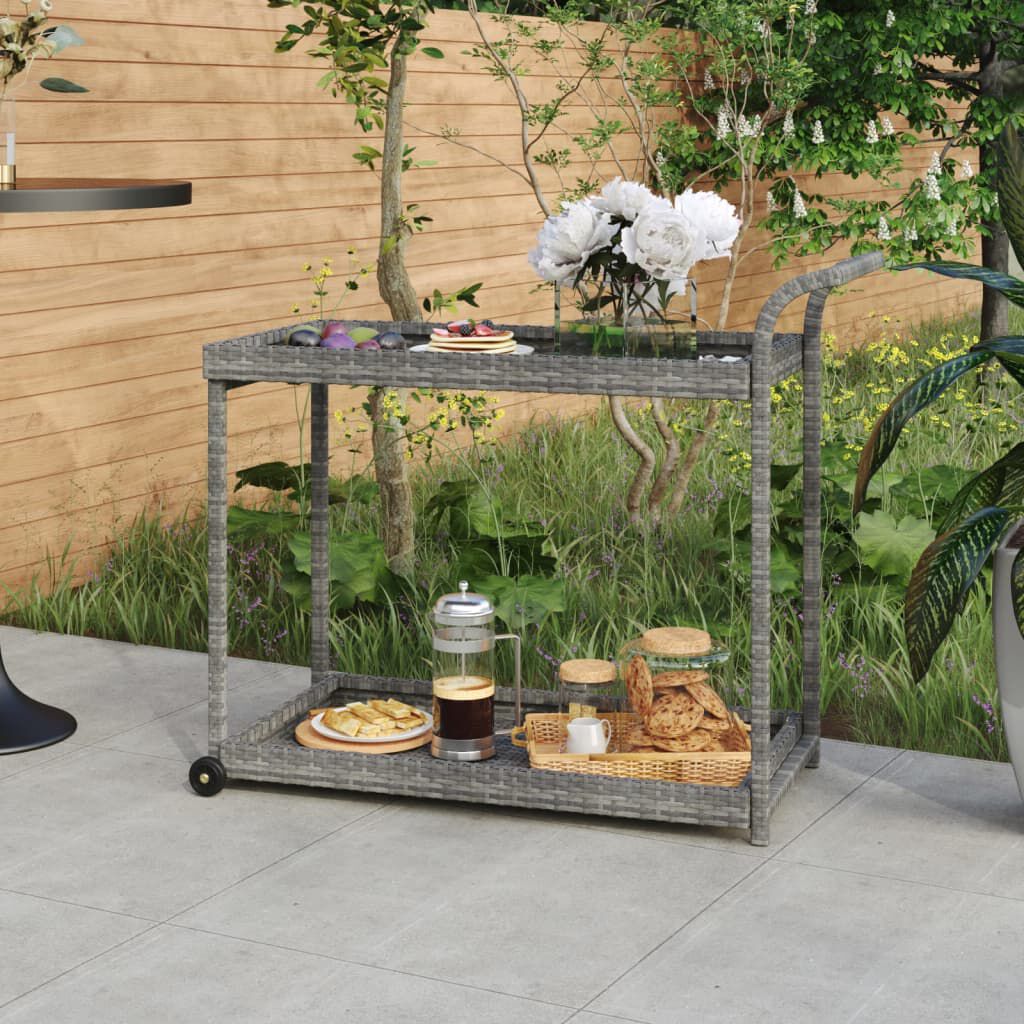 vidaXL Barwagen, grijs, 100x45x83 cm, polyrotan