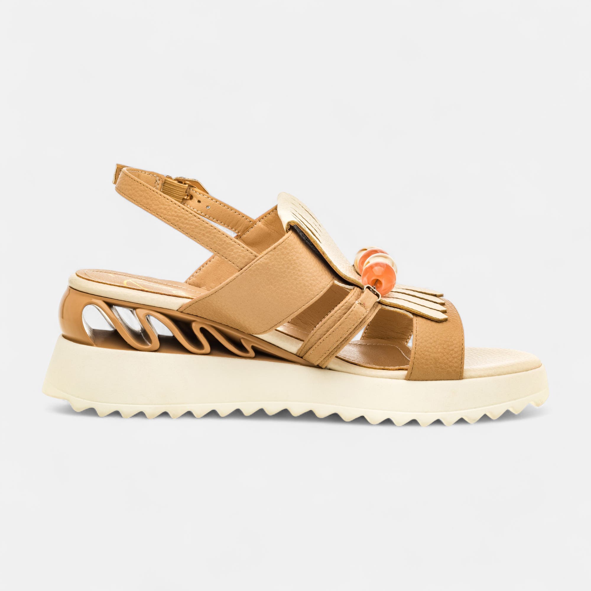 Sandales à talon compensé Femme beige