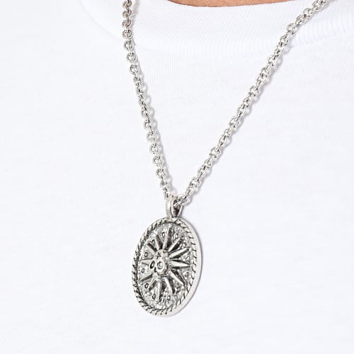 Pendentif Burning Man Skull Argenté